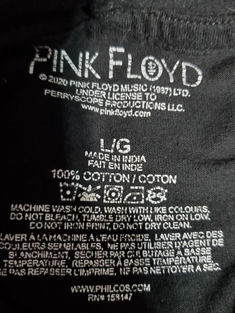 Pink Floyd Black Hoodie Short Sleeve Shirt Prism Rainbow Astronaut Graphic SZ L - Picture 5 of 5